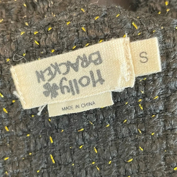 Molly Bracken Dress Womens Small Black Wool Pearl Shimmer Beads Formal Party - Picture 10 of 11